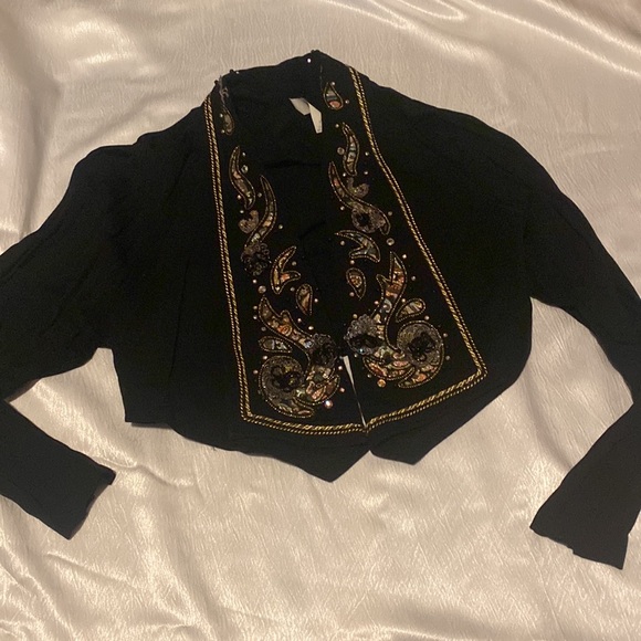80’ss vintage black crop blazer with embellished - Picture 5 of 6